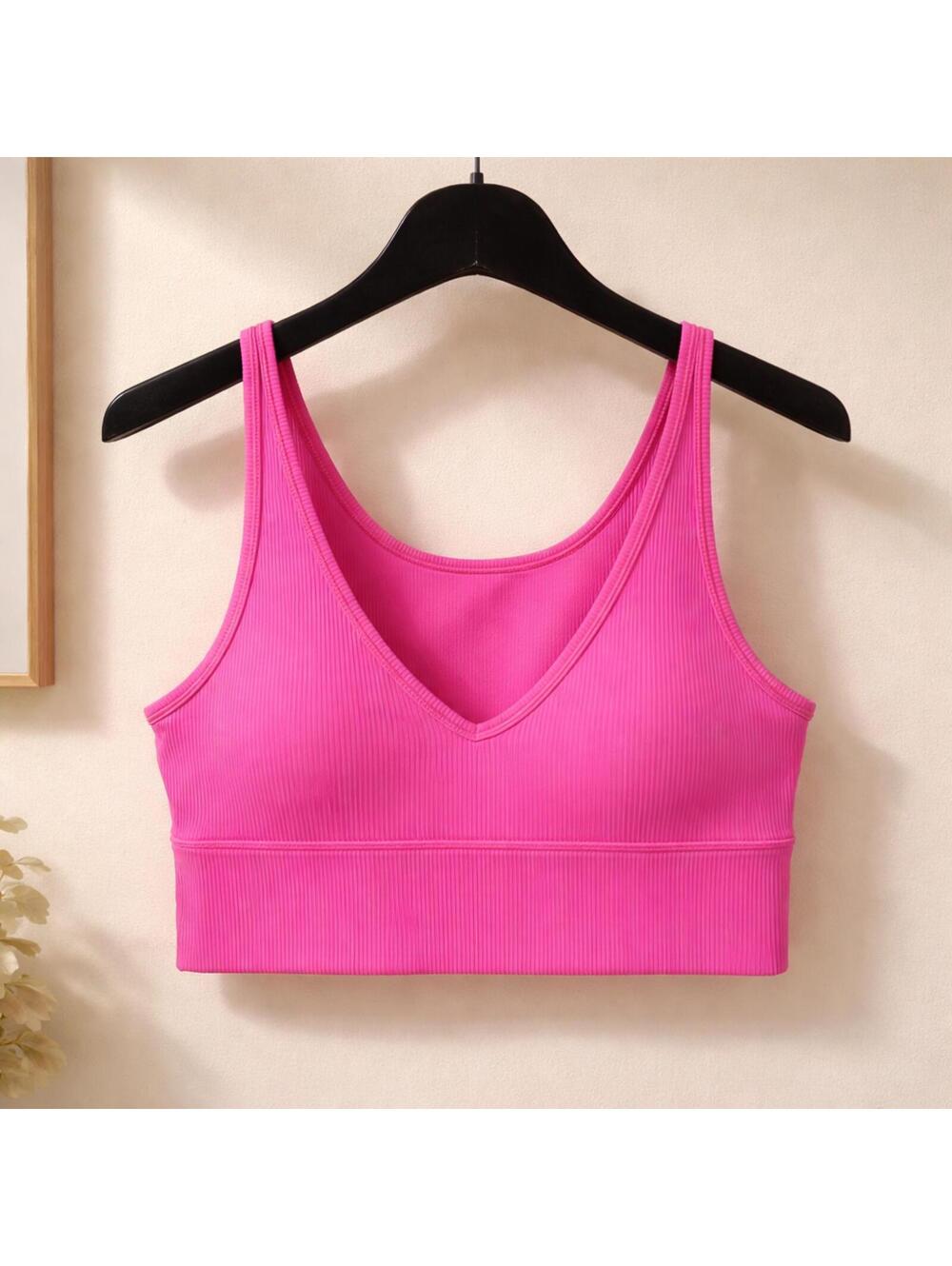 Lululemon Pink Ribbed Longline Sports Bra